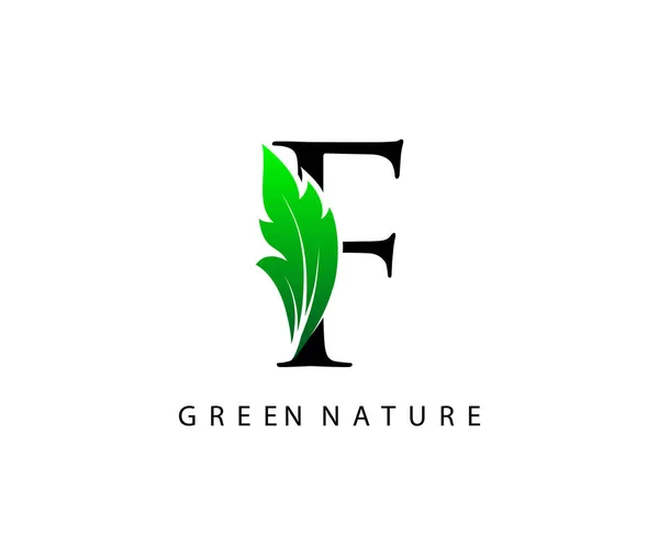 Nature Lettre Green Leaf Logo Design — Image vectorielle