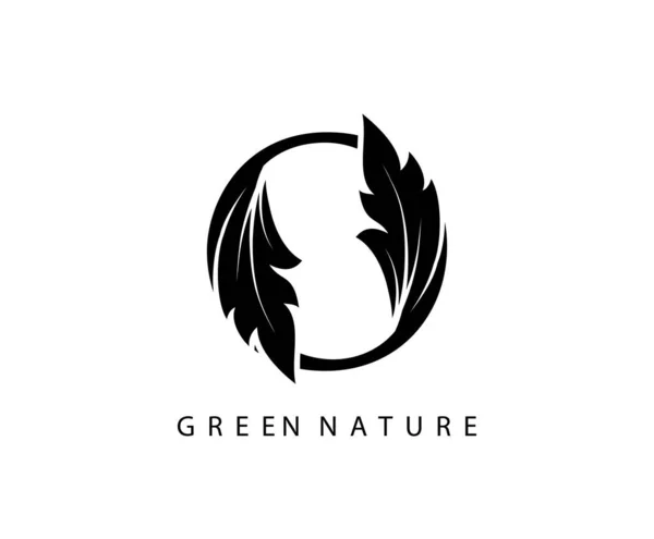 Nature Lettre Logo Feuille Verte Design — Image vectorielle