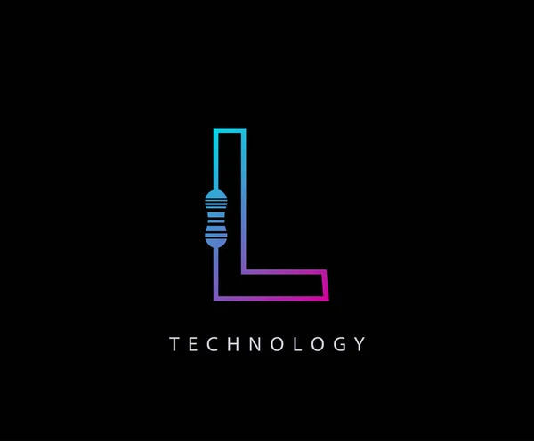 Elektrische Letter Logo Pictogram Ontwerp Met Carbon Resistor Shape — Stockvector