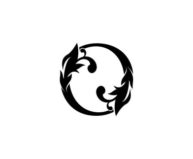 Klasik O Harfi Logosu. Butik, Mücevher, Güzellik Salonu, Kozmetik, Kaplıca, Otel ve Restoran Logosu için Klas Yaprak Şekli Siyah Mektup Tasarımı Mükemmel.