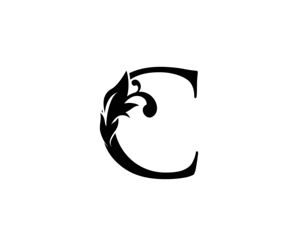 Vintage Λογότυπο Letter Μαύρη Floral Letter Φινετσάτη Φύλλα Σχέδιο Σχήμα — Διανυσματικό Αρχείο
