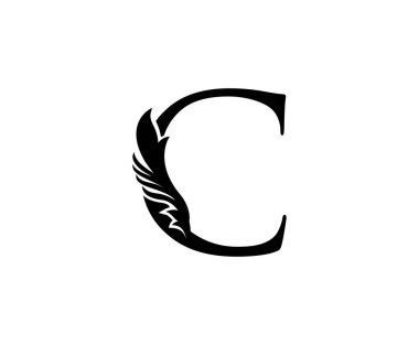 Klasik C harfi logosu. Butik, Mücevher, Güzellik Salonu, Kozmetik, Kaplıca, Otel ve Restoran Logosu için Klas Yaprak Şekli Siyah Mektup Tasarımı Mükemmel.