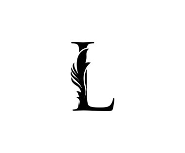 Klasik L harfi logosu. Butik, Mücevher, Güzellik Salonu, Kozmetik, Kaplıca, Otel ve Restoran Logosu için Klas Yaprak Şekli Siyah Mektup Tasarımı Mükemmel.