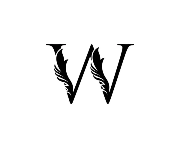 Klassisches Letter Logo Schwarzer Blumenbrief Mit Edlen Blättern Shape Design — Stockvektor