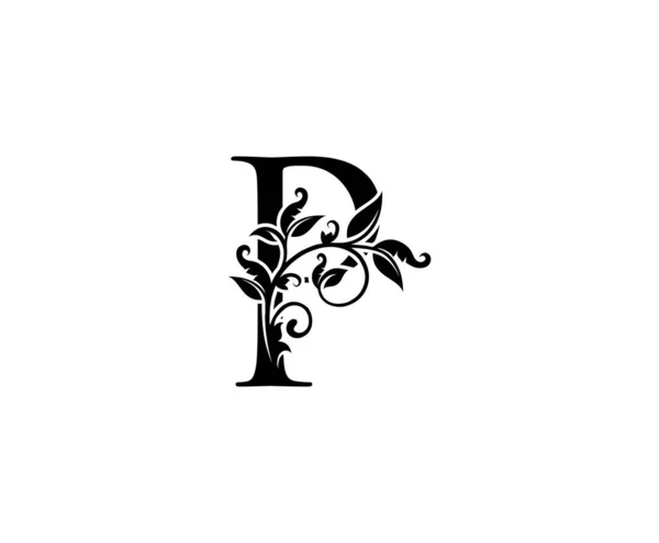 ブティック ジュエリー 美容室 化粧品 ホテル レストランのロゴに最適な黒花P — ストックベクタ