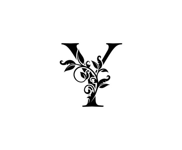 ブティック ジュエリー 美容室 化粧品 ホテル レストランのロゴに最適な黒花Yクラスの葉の形のデザイン — ストックベクタ