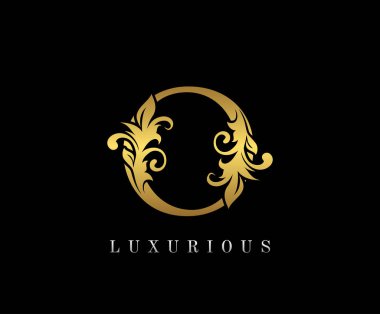 Altın O Lüks Logo Simgesi, Zarif Harf Logosu Tasarımı.