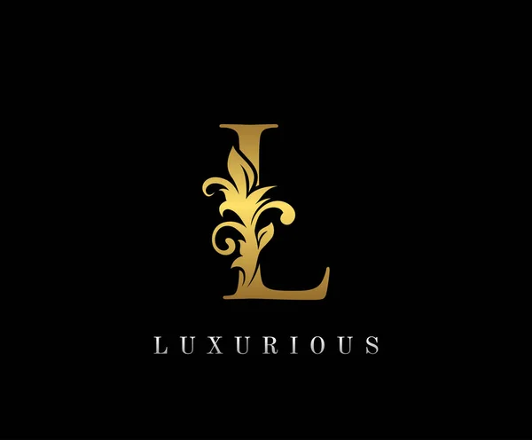 Golden Luxury Logo Icon Elegancki Projekt Logo Listu — Wektor stockowy