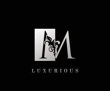 Zarif M Lüks Logo Simgesi, Vintage Gümüş B Harf Logosu Tasarımı.