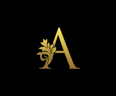 Altın Harf A Logo Simgesi. İlk Harf Tasarım Vektörü Lüks Altın Rengi. Monogram pul işareti simgesini yazdır.
