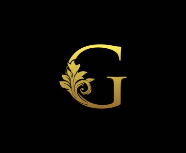 Altın Harf G Logo Simgesi. İlk Harf Tasarım Vektörü Lüks Altın Rengi. Monogram pul işareti simgesini yazdır.