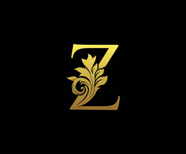 ゴールデンレターZロゴアイコン 初期の文字デザインベクトル高級ゴールドカラー 印刷モノグラムイニシャルスタンプ記号 — ストックベクタ