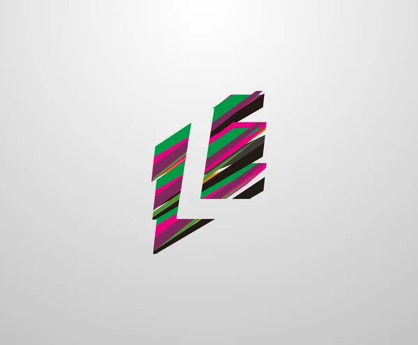L字ロゴ 抽象的な文字のデザイン 色の様々なストリップ形状で作られた — ストックベクタ