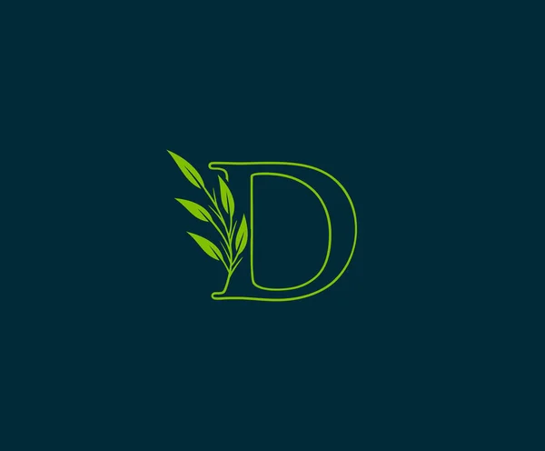 Letra Inicial Con Logo Hojas Verdes — Archivo Imágenes Vectoriales