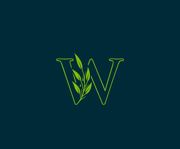 Lettre Initiale Avec Logo Feuilles Vertes — Image vectorielle