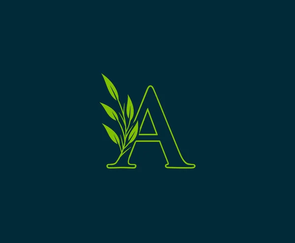 Initial Ein Buchstabe Mit Grünem Blatt Logo — Stockvektor