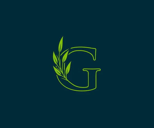 Lettre Initiale Avec Logo Feuilles Vertes — Image vectorielle
