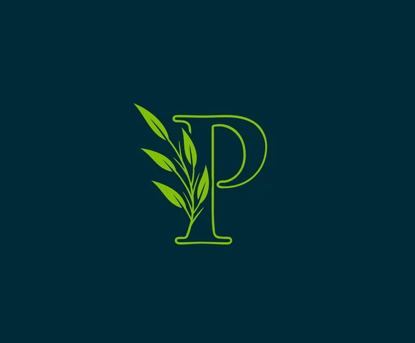 Початкова Літера Логотипом Зеленого Листя — стоковий вектор
