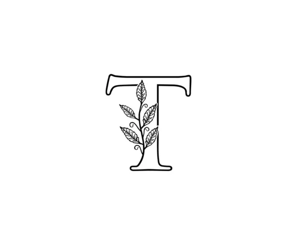 文字Tロゴ自然葉ロゴ アルファベットの葉のアイコン — ストックベクタ