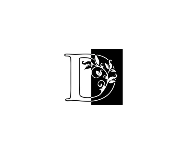 Initiële Letter Met Bladeren Line Square Shape Logo — Stockvector