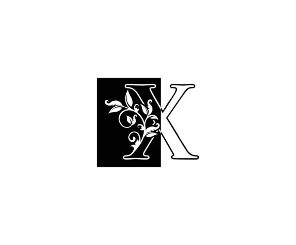 Lettre Initiale Avec Des Feuilles Ligne Forme Carrée Logo — Image vectorielle