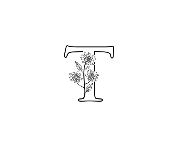 首字母T字华丽华丽华丽的装饰图案标志完美的精品店 — 图库矢量图片