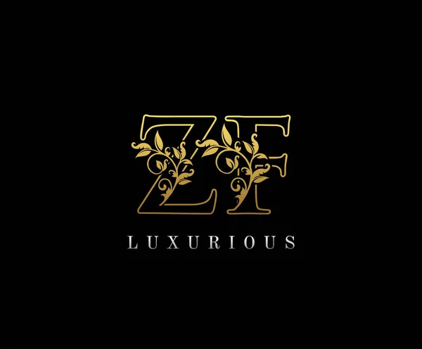 Zarif Harfler Klasik Altın Çiçek Logosu Üst Üste Binen Logo — Stok Vektör