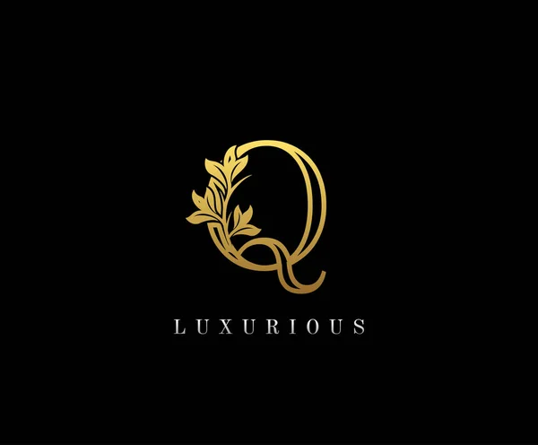 Elegante Logotipo Floral Letra Oro Vintage Clásico Ornado Vector Letras — Archivo Imágenes Vectoriales