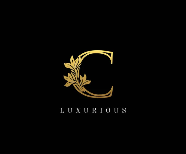 Elegante Lettera Oro Logo Floreale Vintage Classico Vettore Lettera Ornato — Vettoriale Stock