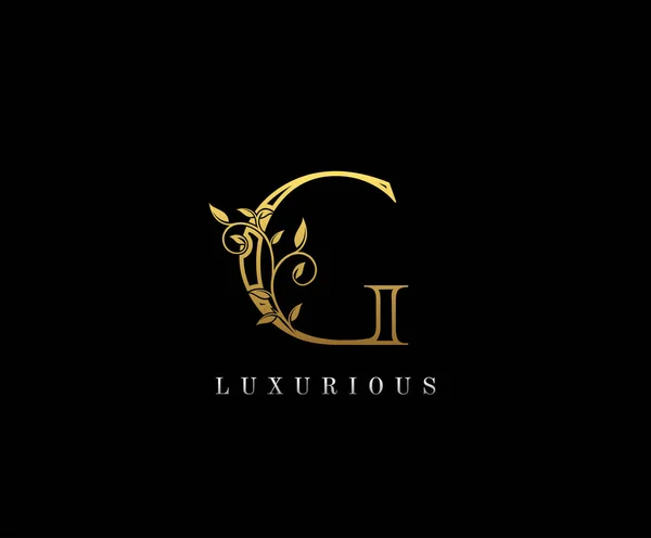 Letter Gold Luxury Beauty Flourishes Ornament Monogram Logo Perfect Boutique — Stock Vector