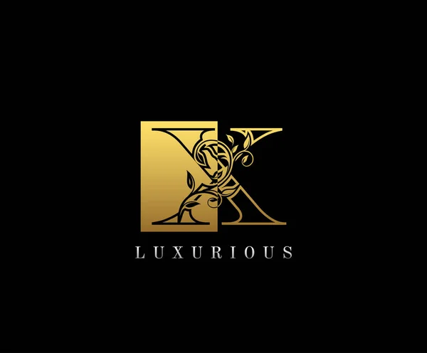 Inicial Letra Ouro Luxo Beleza Floresce Ornamento Monograma Logotipo Perfeito —  Vetores de Stock