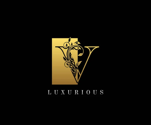 Initiële Letter Goud Luxe Schoonheid Bloeit Ornament Monogram Logo Perfect — Stockvector