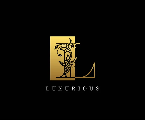 Letra Inicial Ouro Luxo Beleza Floresce Ornamento Monograma Logotipo Perfeito — Vetor de Stock