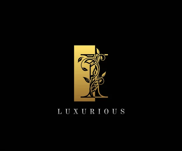 Iniziale Lettera Oro Lusso Bellezza Fiorisce Ornamento Logo Monogramma Perfetto — Vettoriale Stock