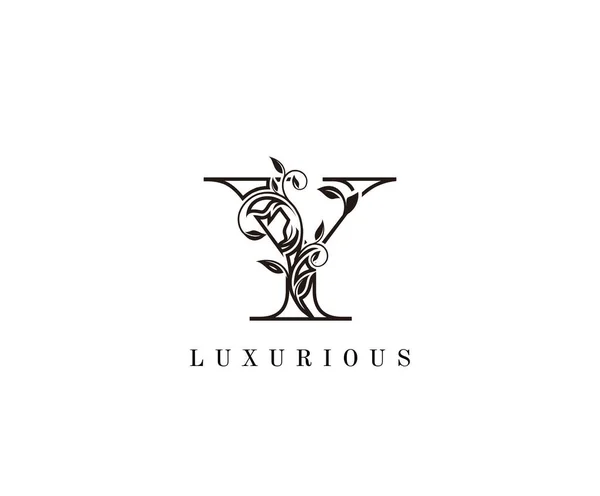 Eerste Letter Luxe Schoonheid Bloeit Ornament Monogram Logo Perfect Voor — Stockvector