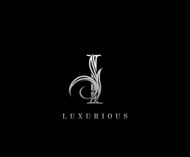 Baş harfi I harfi gümüş lüks güzellik. Klasik monogram logosu butik, düğün davetiyesi, restoran, otel için mükemmel..