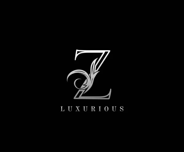 Inicial Letra Prata Luxo Beleza Floresce Logotipo Monograma Vintage Perfeito — Vetor de Stock
