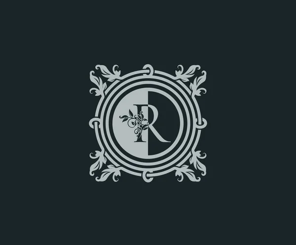 Luksusowy Projekt Logo Początkowym Elegancki Kwitnie List Wyrzeźbiony Szablon Ramki — Wektor stockowy