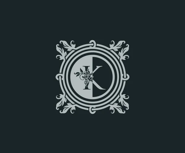 Luksusowy Projekt Logo Początkowym Elegancki Kwitnie Litera Wyrzeźbiony Szablon Ramki — Wektor stockowy
