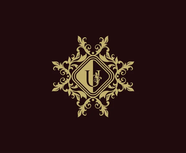 Design Logotipo Luxo Com Inicial Elegante Floresce Carta Borda Esculpida — Vetor de Stock