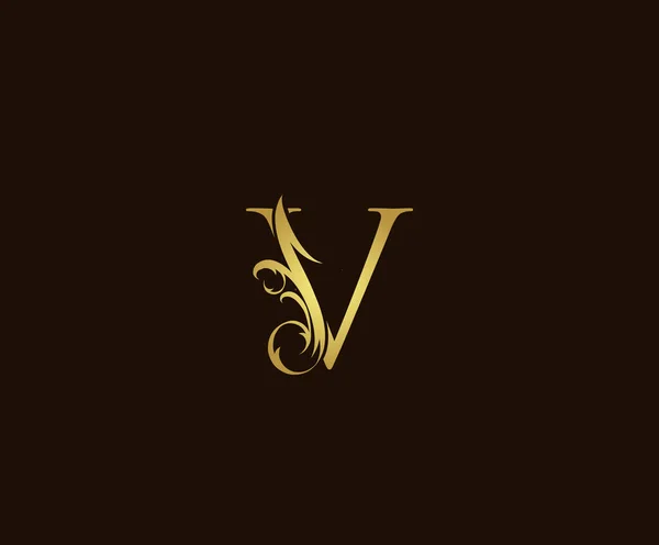 ゴールデンV高級ロゴアイコン エレガントなVレターロゴデザイン — ストックベクタ