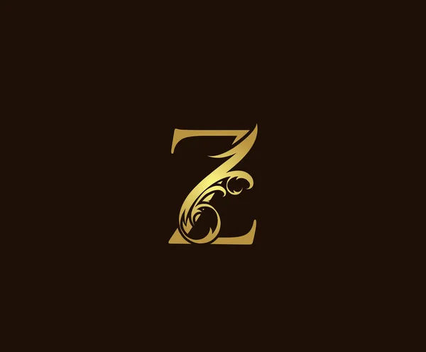 ゴールデンZ高級ロゴアイコン エレガントなZ文字のロゴデザイン — ストックベクタ