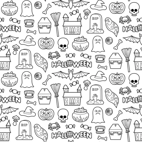 Halloween Patches Seamless Pattern — Stock Vector