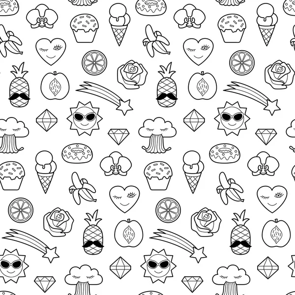 Fashion Patches Seamless Pattern — Stock Vector