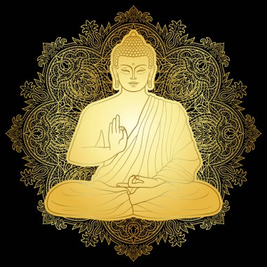 Altın Bubbha oturan Lotus pozisyonu