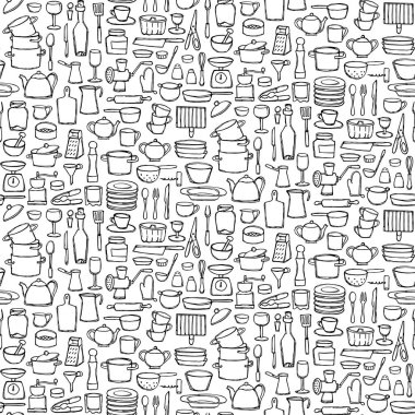 Mutfak Doodle Seamless Modeli