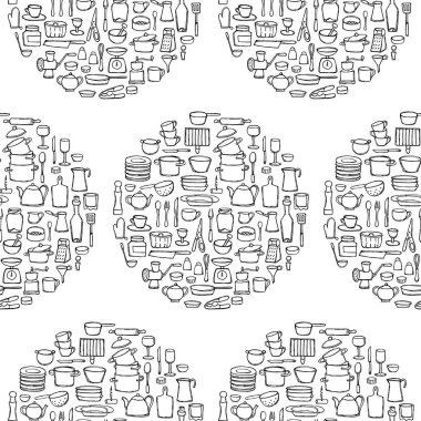 Mutfak Doodle Seamless Modeli