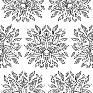 Doodle Lotus Seamless Modeli