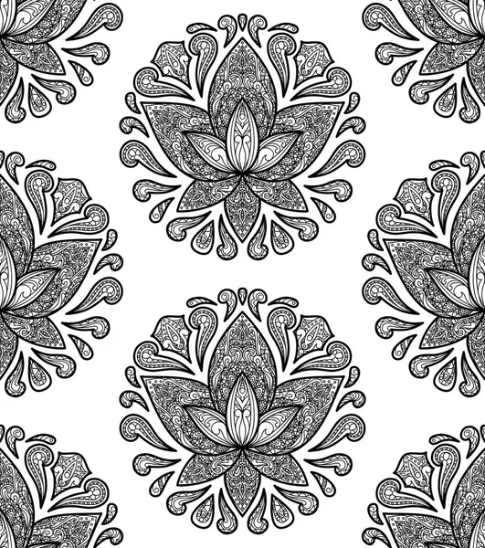 Ornamental Lotus Seamless Pattern — Stock Vector