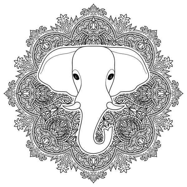 코끼리 Boho 패턴 — 스톡 벡터